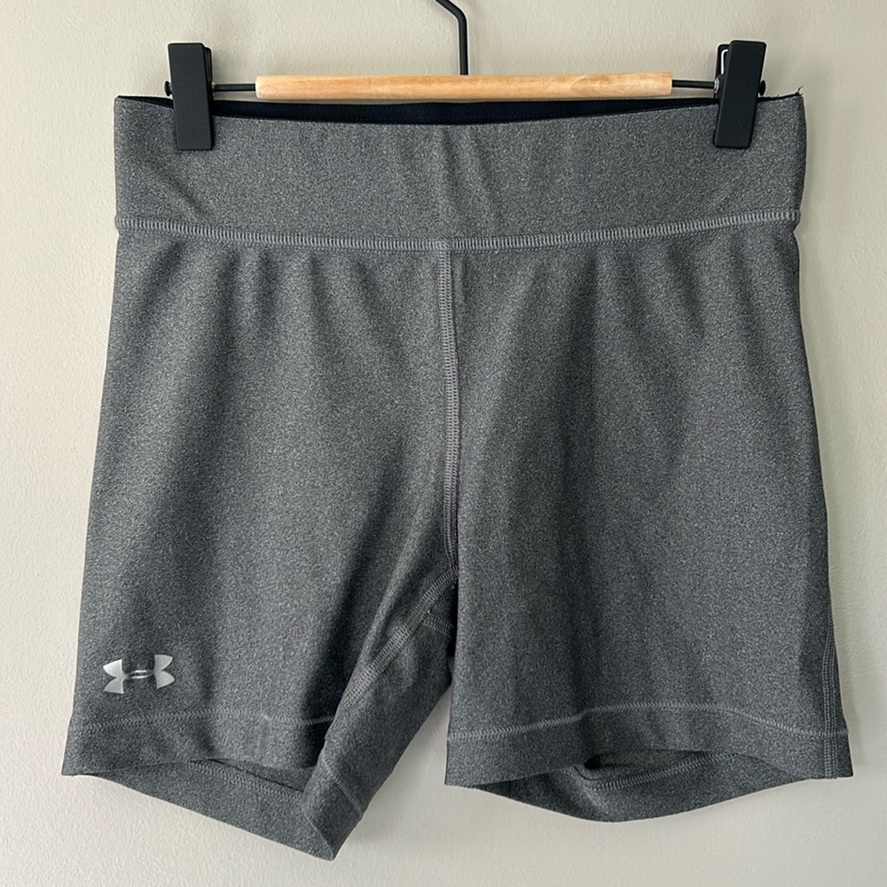 Under Armor‎ Compression/Biker Short Heathered Gray Sz M